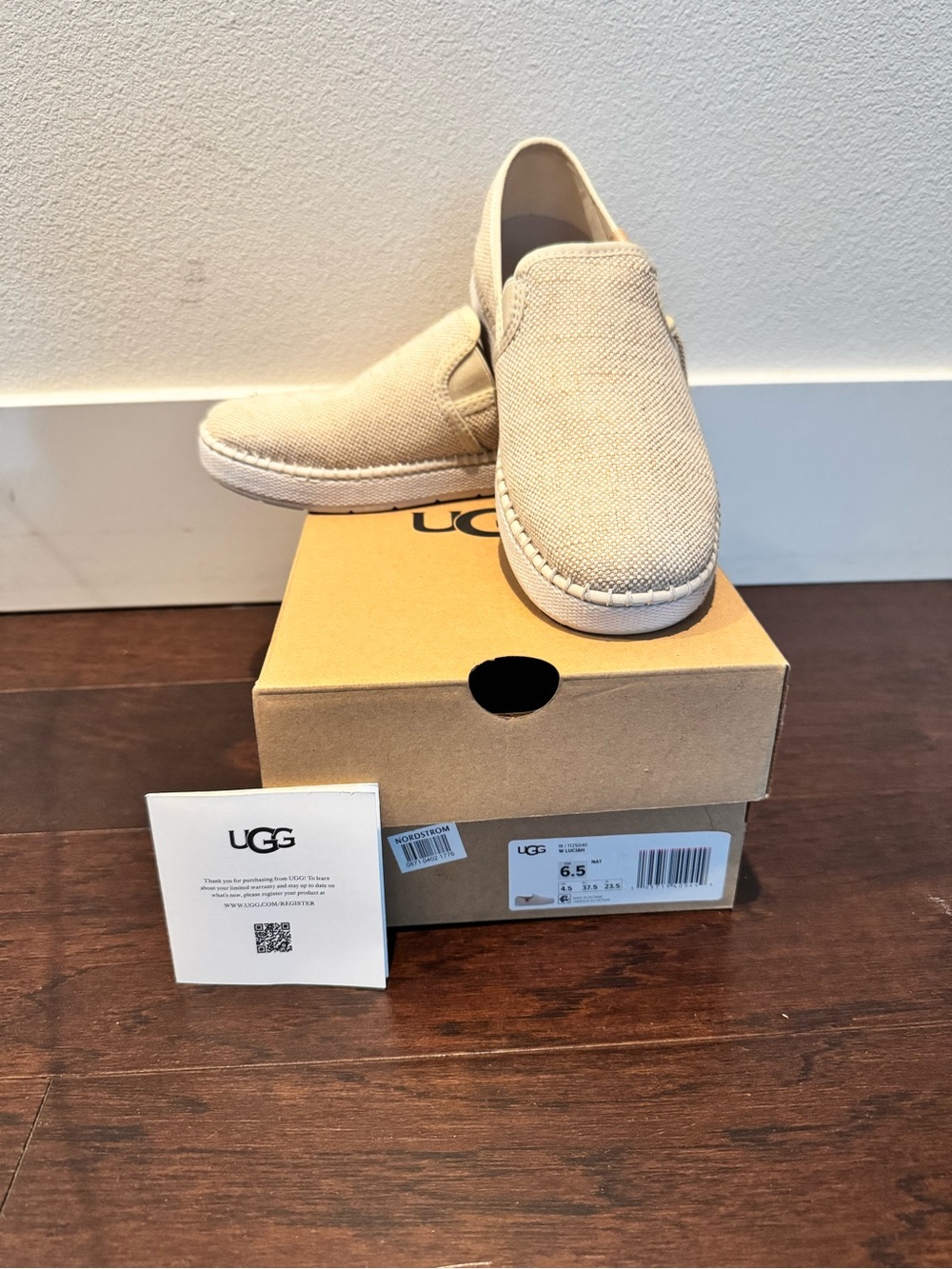 UGG Classic Slip-On Canvas Loafers in Light Beige